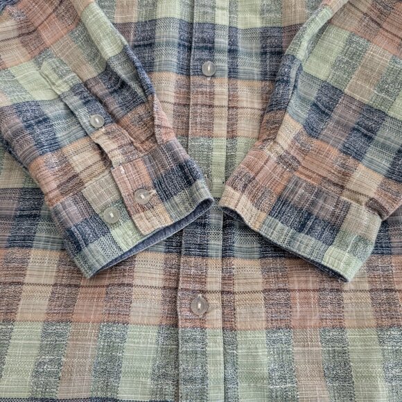 CARBON 2 COBALT Shirt Men's L Multicolor Plaid Casual Pocket Button Long Sleeve - Picture 7 of 13
